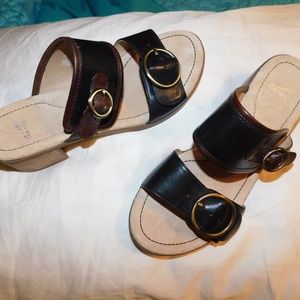 Dansko Lenny Sandals Shoes Women's Size 38 EU/7.5-8 US Black Brown Leather Nwob